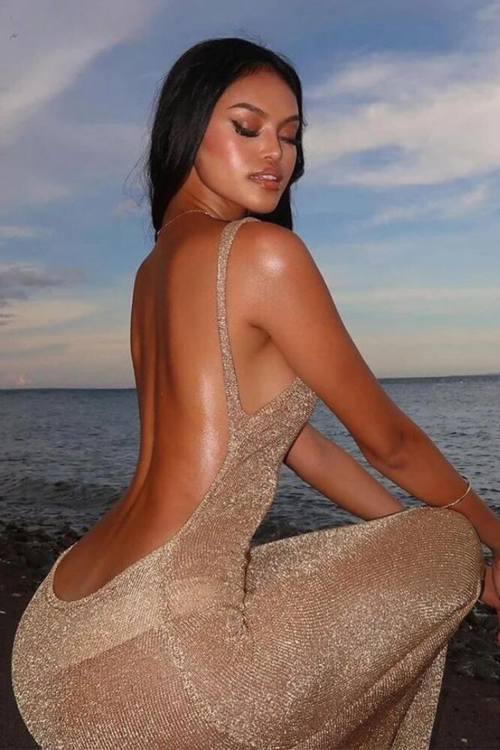 Mandy | Sheer Backless Gown
