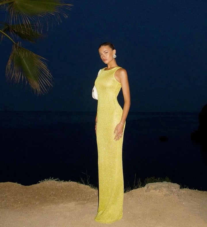 Kara | Knit Luminous Maxi Dress