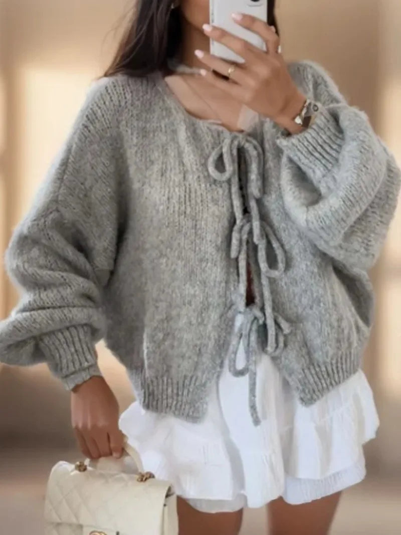 Sofia | Bow Knitted Cardigan