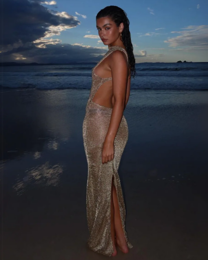 Mandy | Sheer Backless Gown